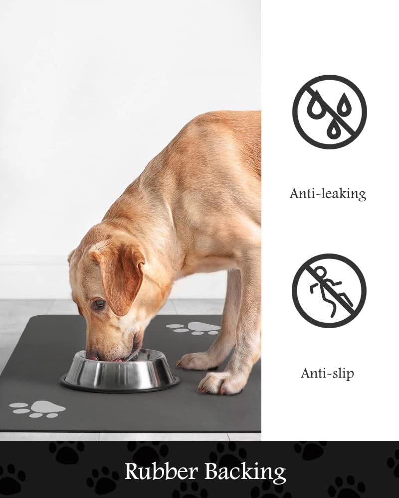 Absorbent Pet Feeding Mat for Food and Water Bowls - Quick-Dry Dog Water Dispenser Mat - Ideal for Messy Drinkers - Essential Dog Accessories