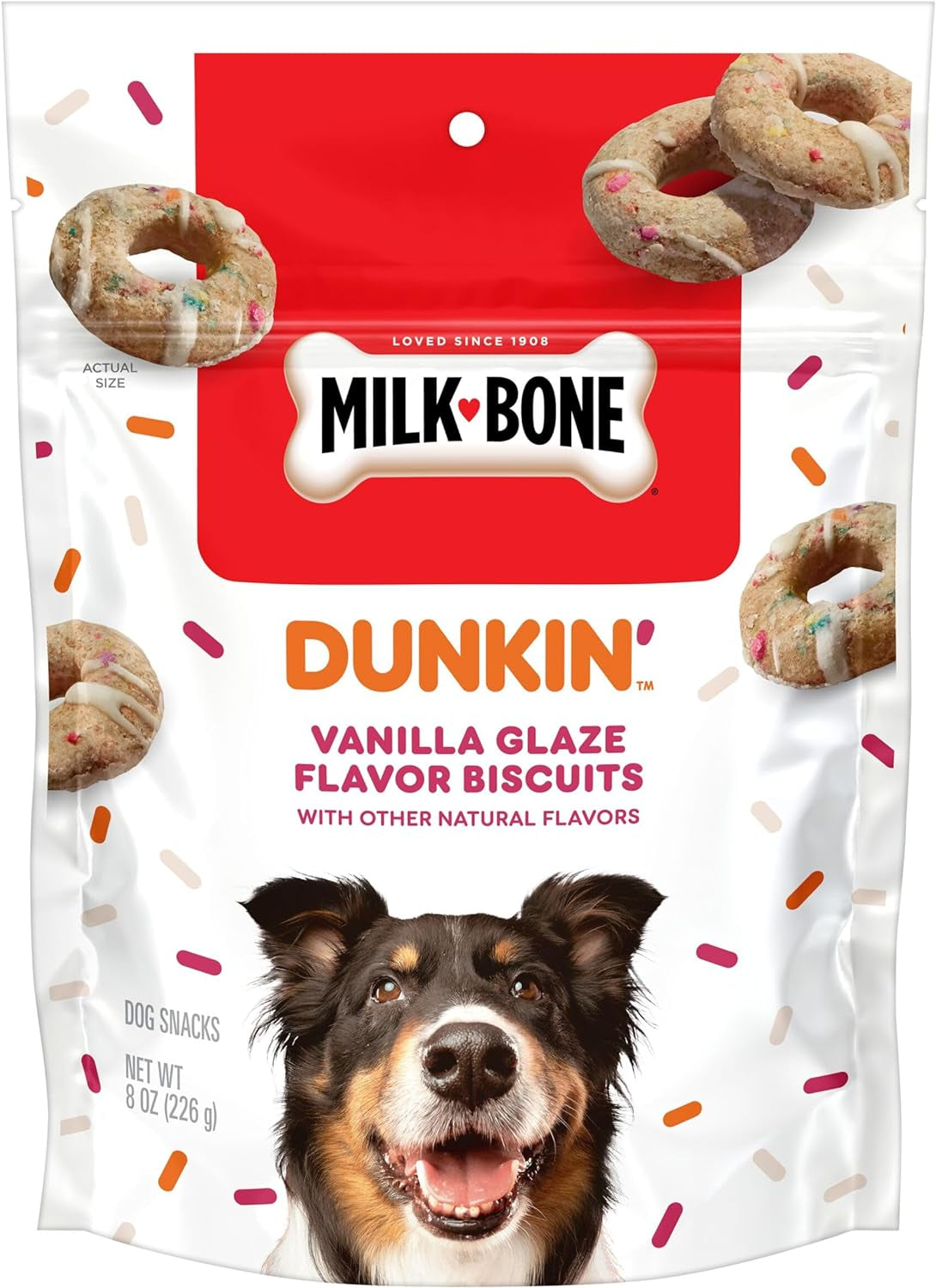 Limited Edition Dunkin' Vanilla Glaze Flavor Biscuit Dog Treats, 8 Ounce